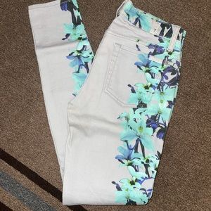7 For All Mankind Limited Edition Skinny Jeans Turquoise Floral Gray